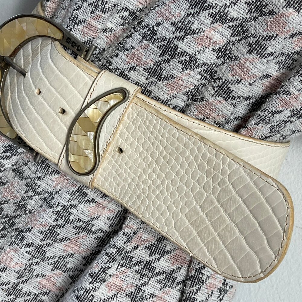 AVIATOR by Adelfio made in Italy Vintage Mother of Pearl belt Women's wide belt - Picture 5 of 9